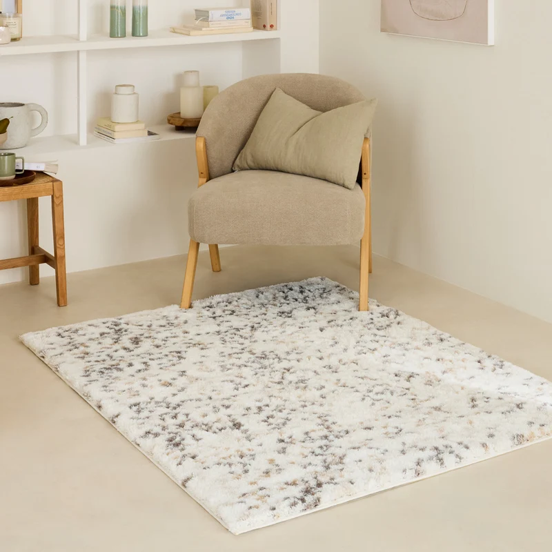 ALENA - Tapis à poils longs beige confettis - ALE671BEI
