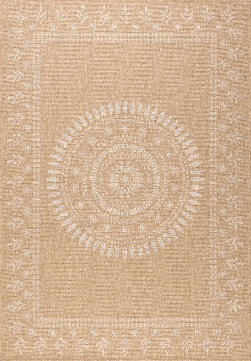 NATURE - Tapis effet jute naturel à motifs orientaux blancs - NAT8874BLA
