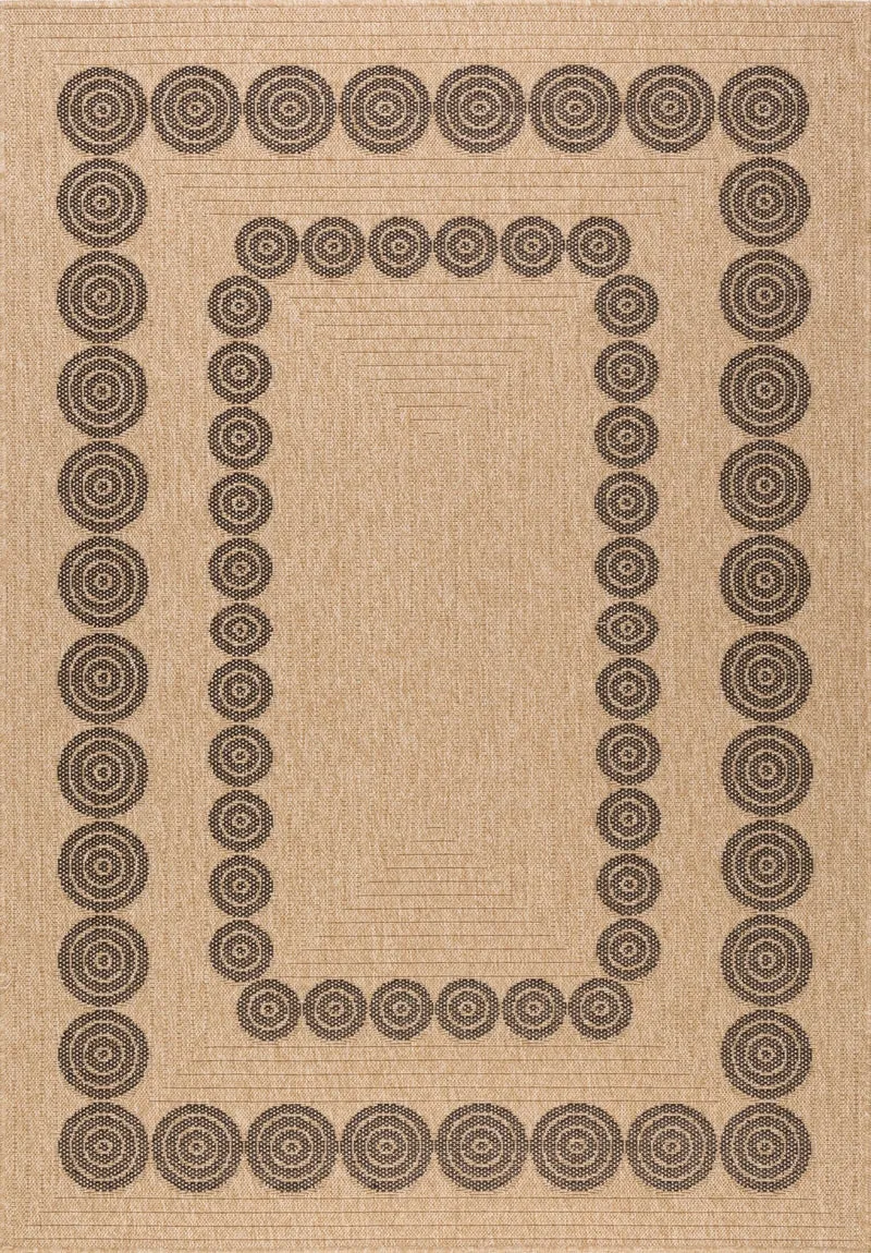 NATURE - Tapis aspect jute naturel à motifs géométriques noirs - NAT8868NOI