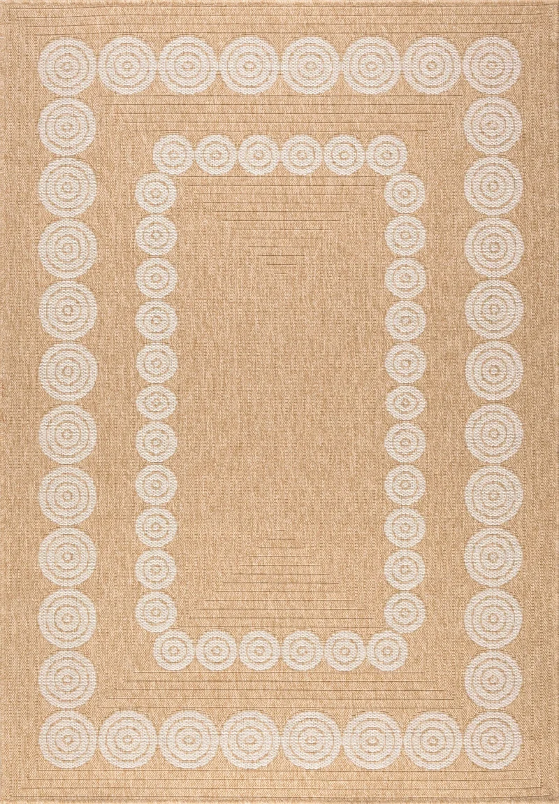 NATURE - Tapis aspect jute naturel à motifs géométriques blancs - NAT8868BLA