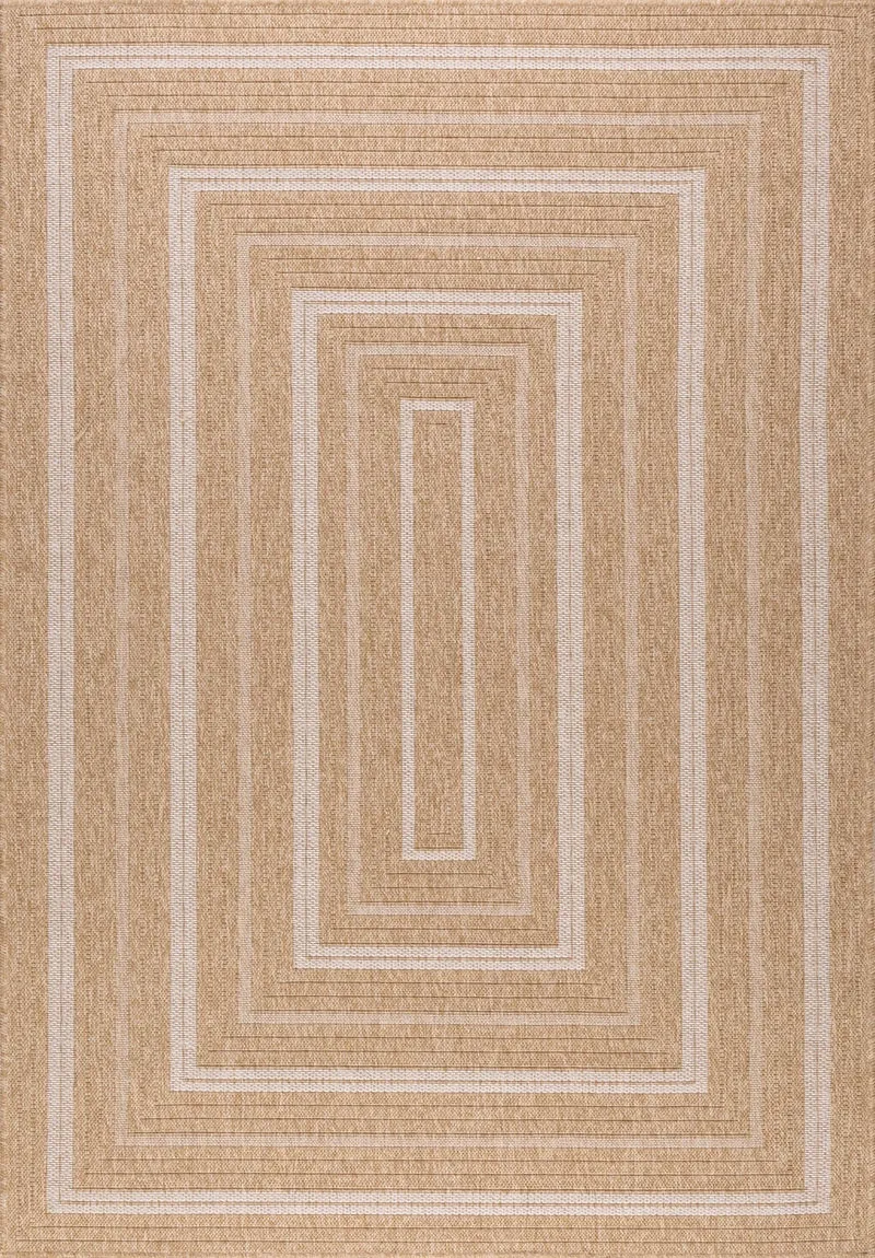 NATURE - Tapis effet jute naturel avec motifs rectangulaires blancs - NAT8863BLA