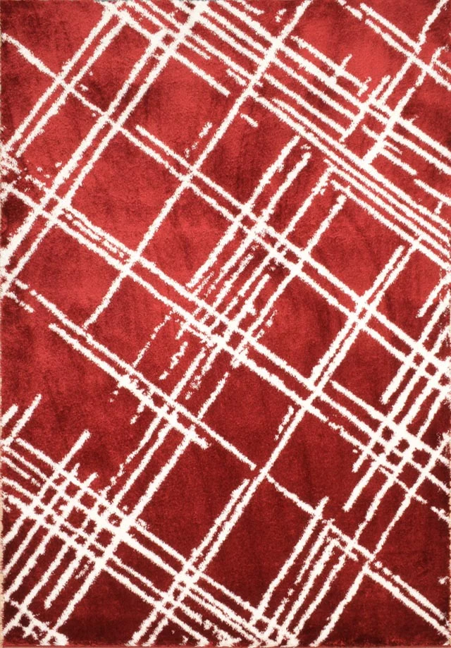 OSLO - Tapis abstrait rouge motifs géométriques rouge - OSL668ROU