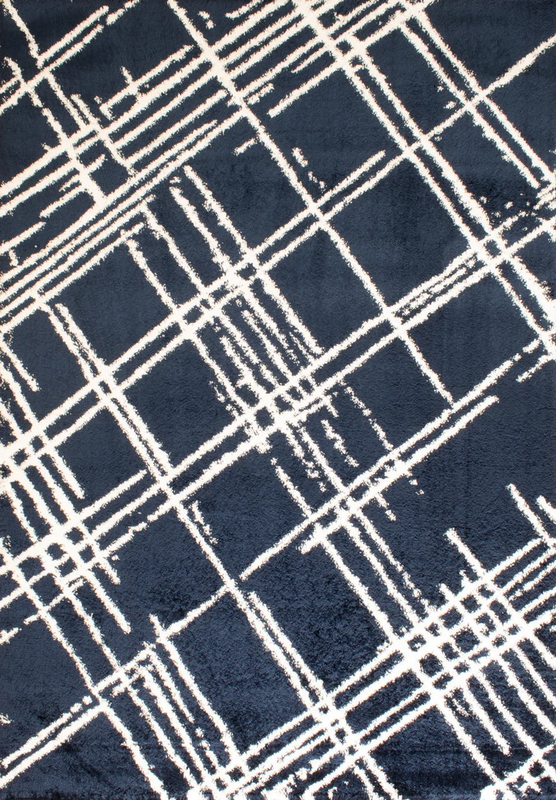 OSLO - Tapis abstrait bleu motifs géométriques bleu - OSL668BLE