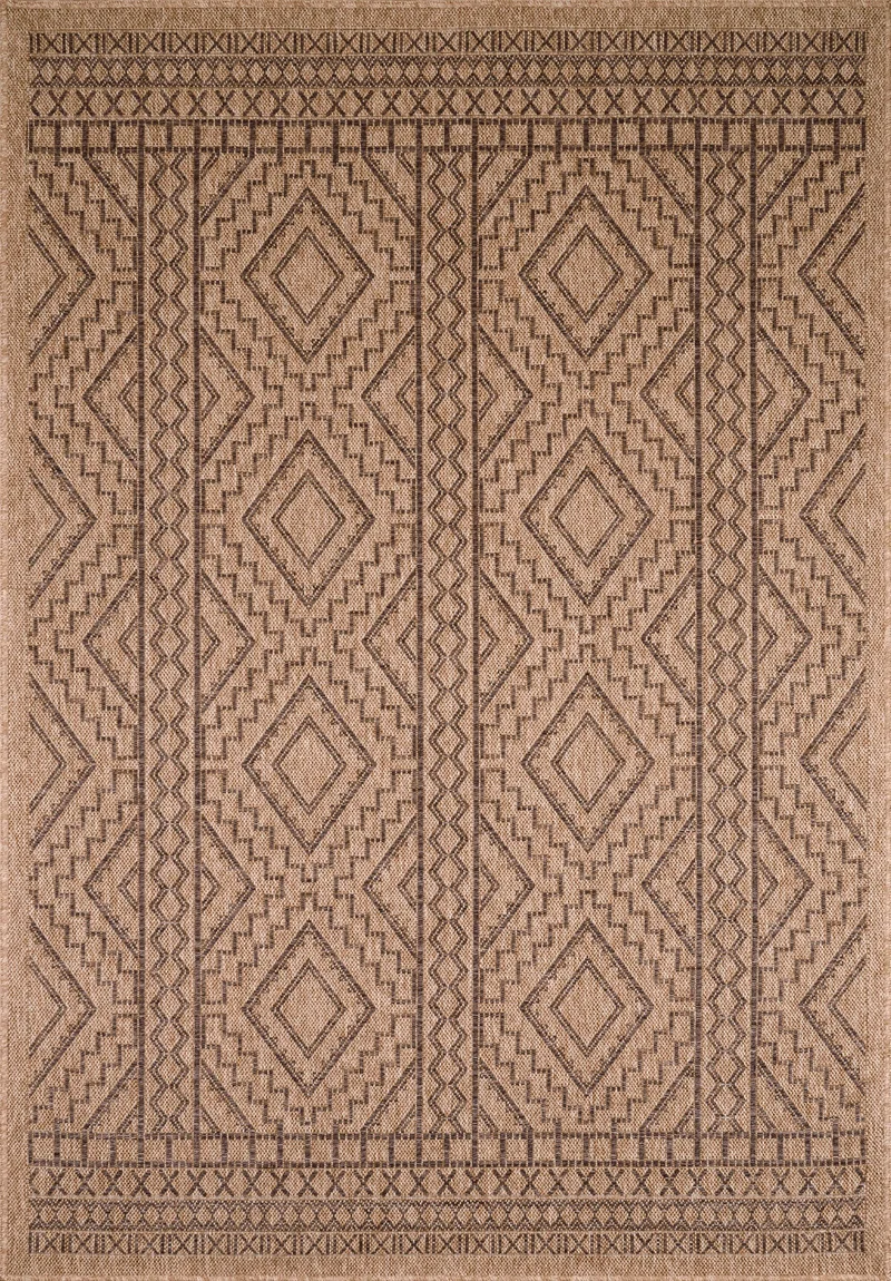 NATURE - Tapis aspect jute naturel marron à motifs losanges - NAT8729MAR