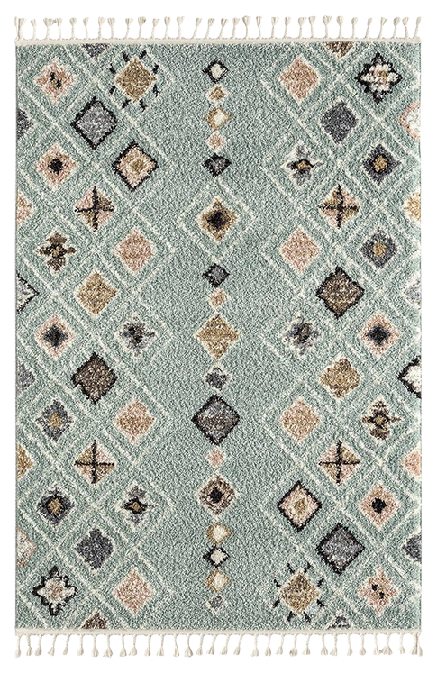 DELYA - Tapis salon ethnique turquoise - DEL3144TUR