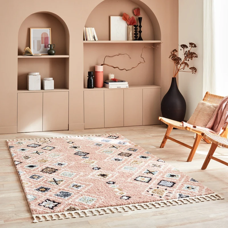 DELYA - Tapis salon ethnique rose - DEL3144ROS