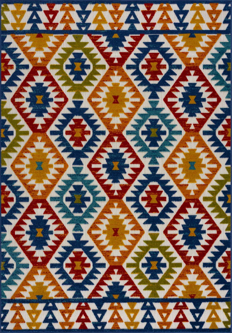 CABANA - Tapis intérieur et extérieur à motif aztèque multicolore - CAB176MUL