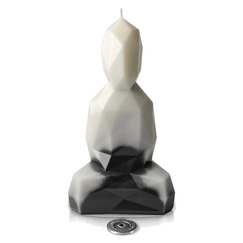 Bougie design en cire de colza Burning Buddha black & white