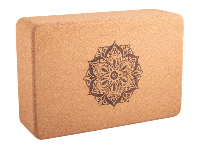 Bloc de liège Yoga avec Mandala et fleur de vie - 7 cm de hauteur