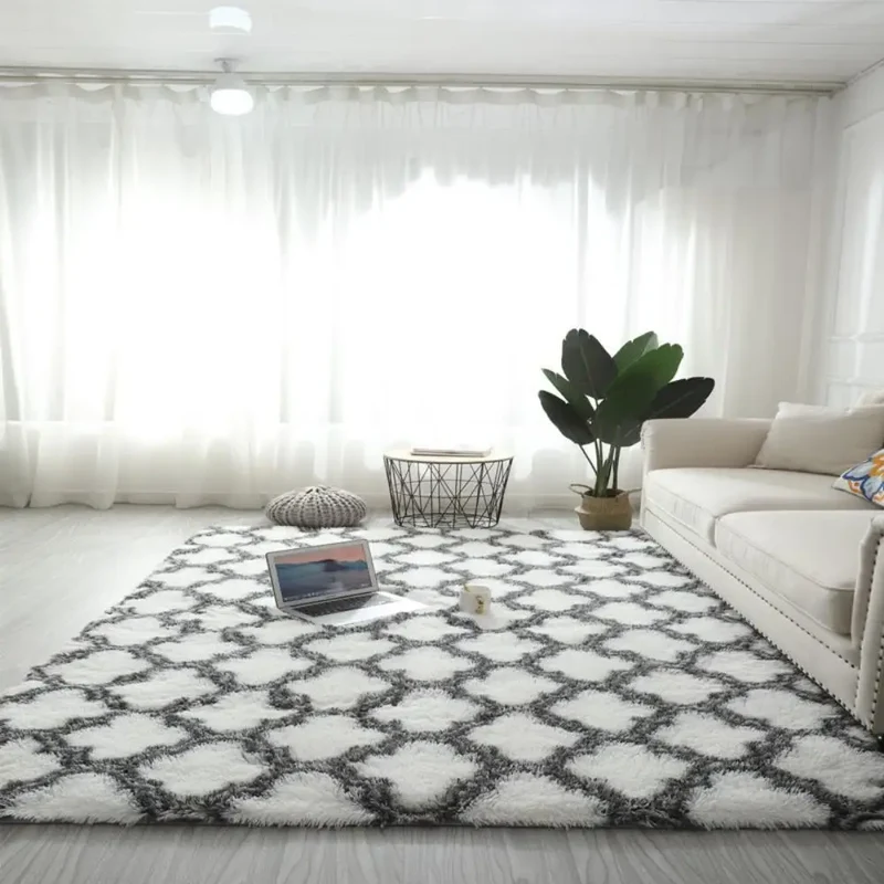 Tapis Poil Long Blanc