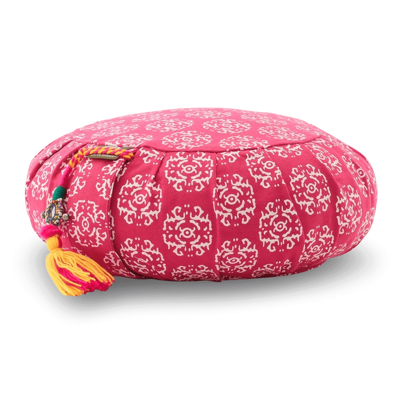 Coussin de méditation rond motif indien 15 cm de haut (2 coloris)