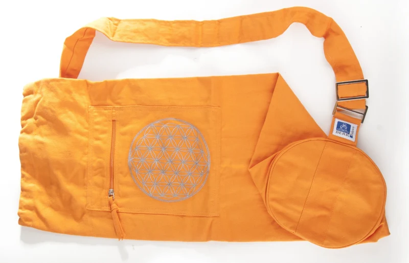 Sac pour tapis de yoga avec fleur de vie (Orange)