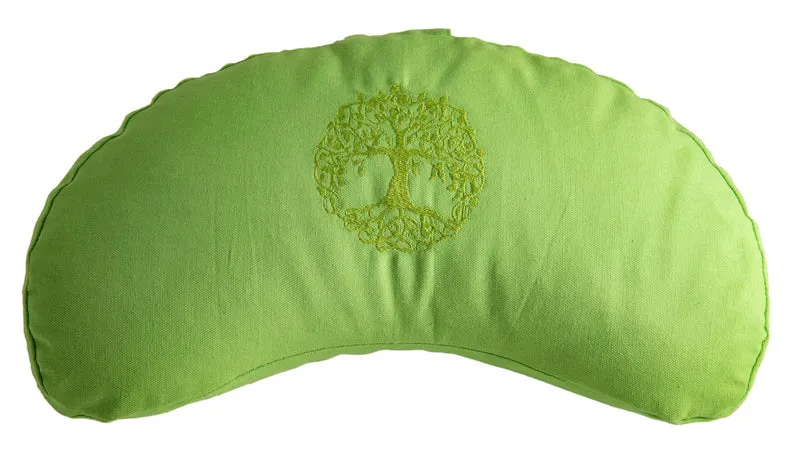 Grand coussin de méditation forme demi-lune 12cm Vert - arbre de vie