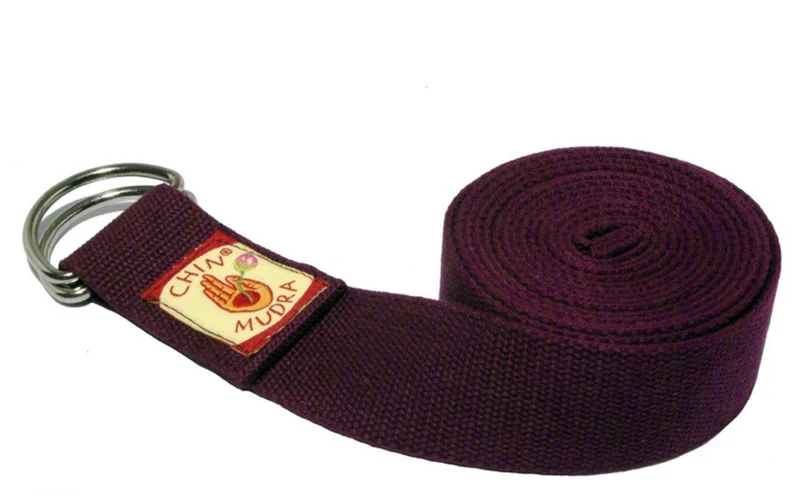Sangle de yoga 100% coton biologique boucle demi-lune (Bordeaux)