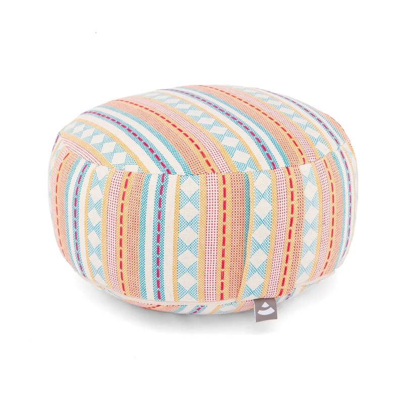 Coussin de méditation rond motif ethnique 17cm hauteur (abricot)
