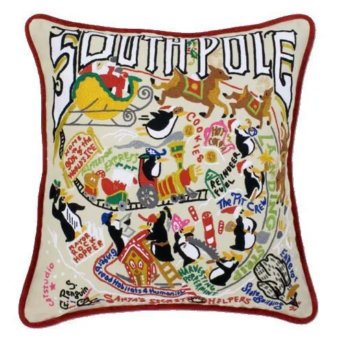 South Pole Embroidered CatStudio Pillow