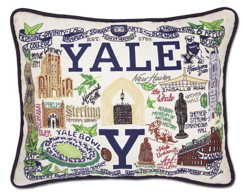 Yale University Embroidered CatStudio Pillow