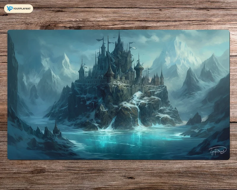 Icy Island of the Enchanted Keep - MTG Spielmatte - 24 x 14 inches - MTG Geschenke - MTG Zubehör - Magie Tischmatte