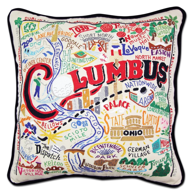Columbus Embroidered CatStudio Pillow