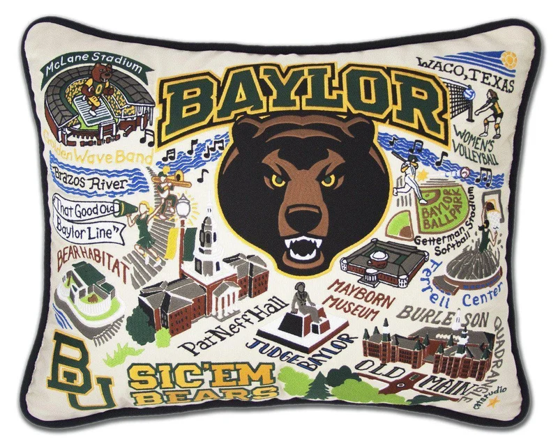 Baylor University Embroidered CatStudio Pillow