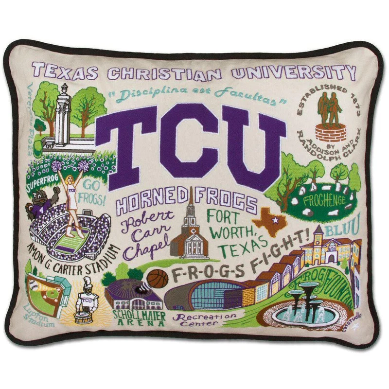 TCU Embroidered CatStudio Pillow