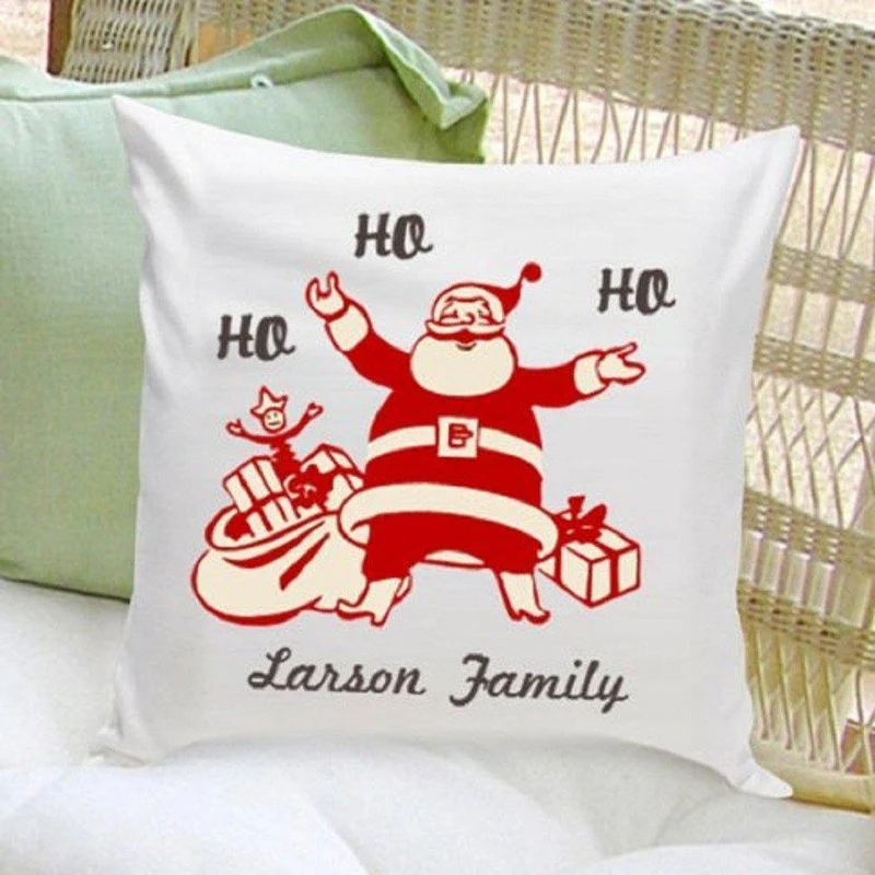 Vintage Santa Personalized Holiday Throw Pillow