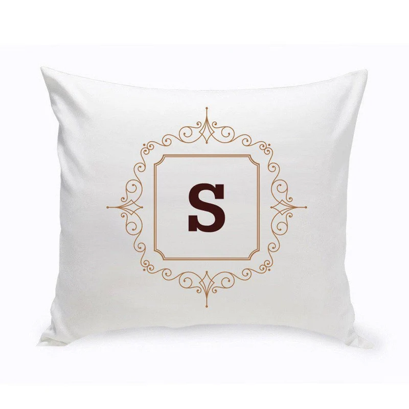 Initial Motif Personalized Throw Pillow-Brown