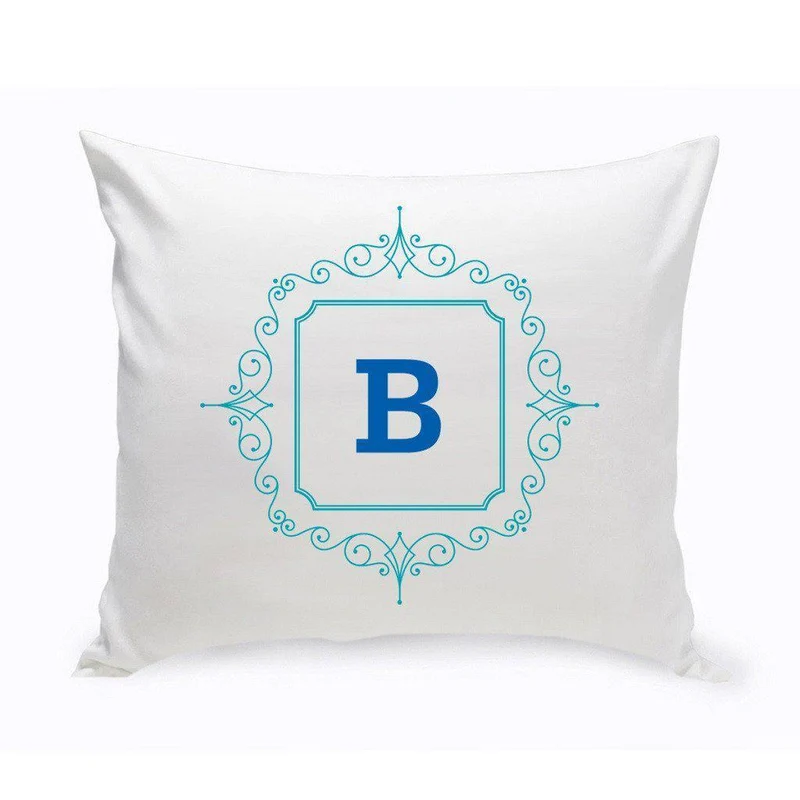 Initial Motif Personalized Throw Pillow-Blue