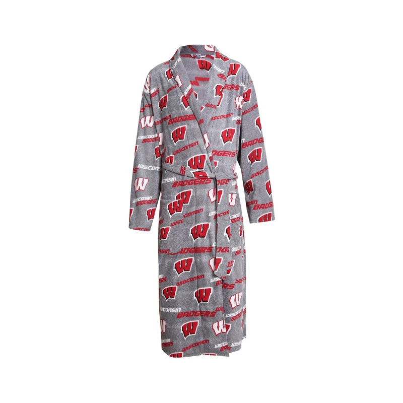 Wisconsin Badgers Achieve Microfleece Bathrobe in Gray