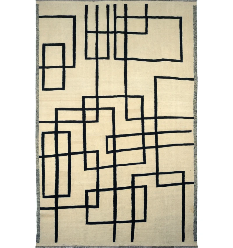 Kilim contemporain Art Déco – 303 × 193 cm