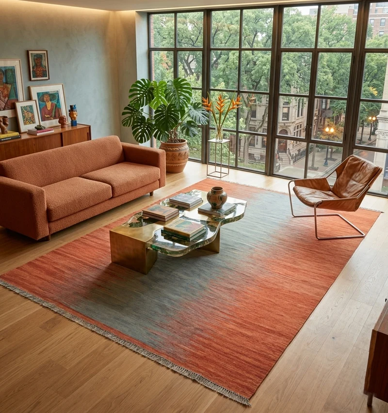 Kilim contemporain Art Déco – 295 × 195 cm