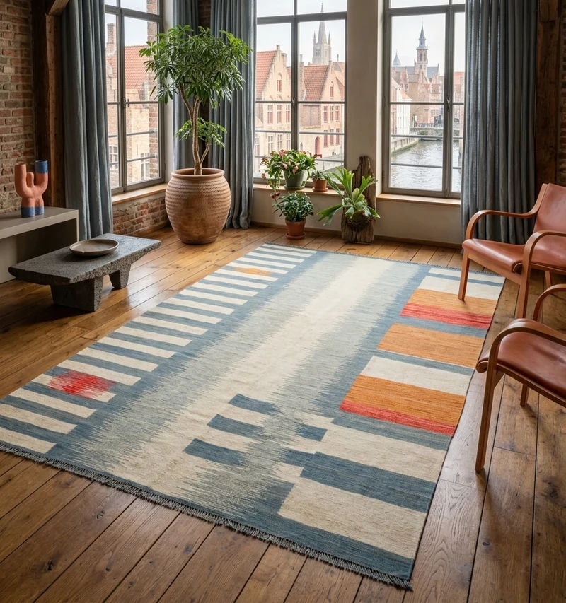 Kilim contemporain Art Déco – 297 × 198 cm