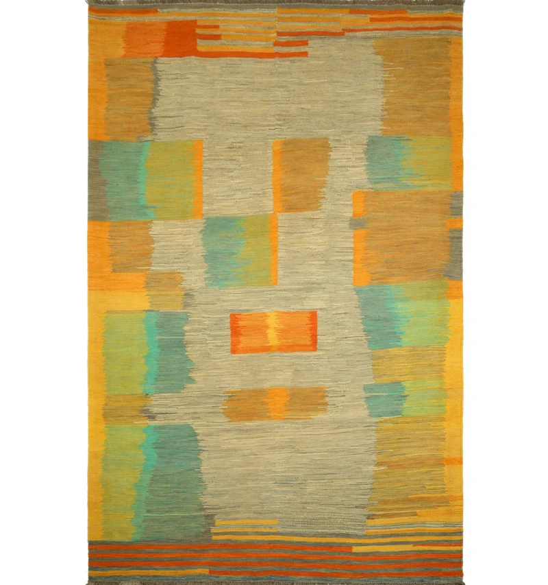 Kilim contemporain Art Déco – 298 × 194 cm