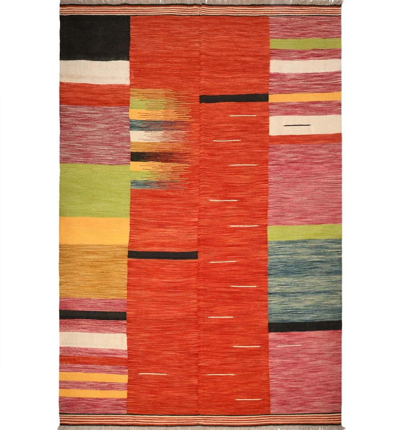 Kilim contemporain Art Déco – 308 × 201 cm