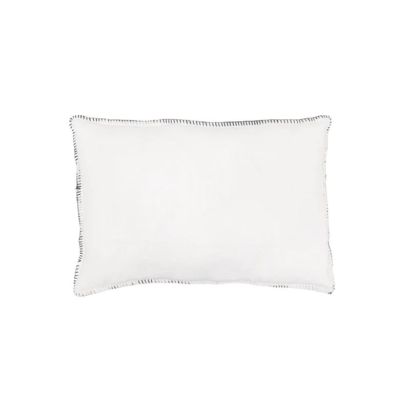 Linen Cushion Cover | Embroidered Edge | White 40x60cm