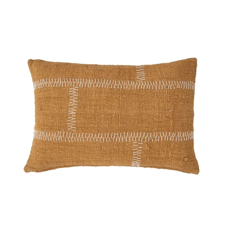 Cotton Cushion Cover Rustic Dtitch | Mustard 40x60cm