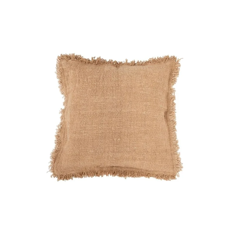 Cotton Cushion Cover Fringed Edge | Oatmeal 50x50cm
