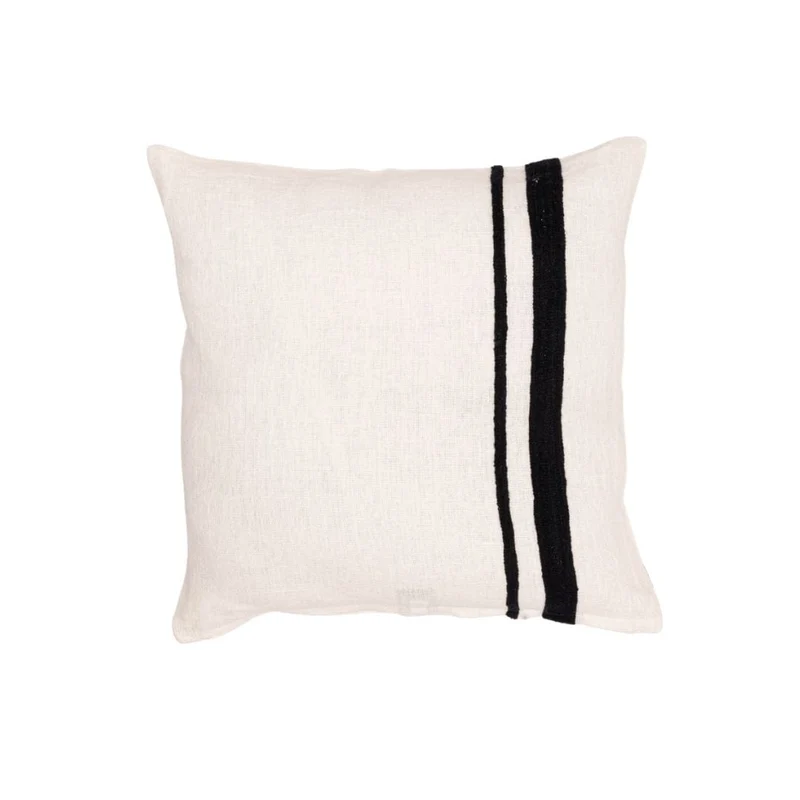 Arias Linen Cushion Cover | White/Black 45x45cm