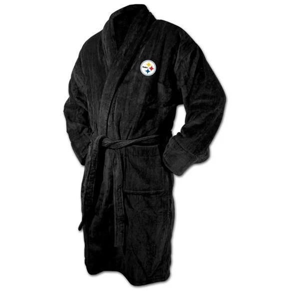Pittsburgh Steelers Black Terrycloth Bathrobe