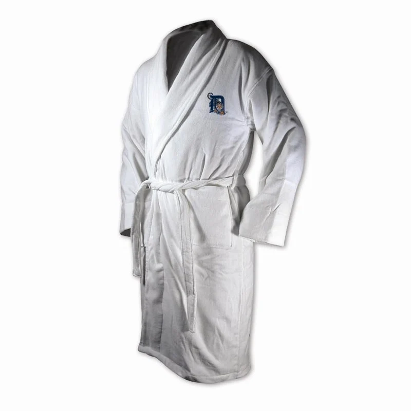 Detroit Tigers White Terrycloth Bathrobe