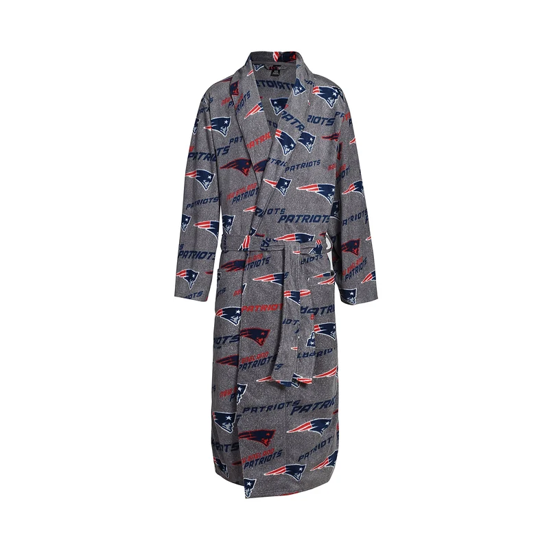 New England Patriots Achieve Microfleece Bathrobe in Gray