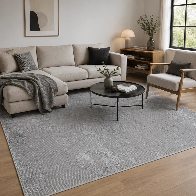 Tapis moderne gris clair texturé – ELIZA 7120