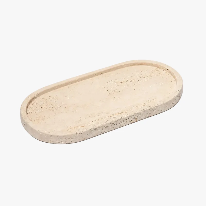 Naira Travertine Oval Tray