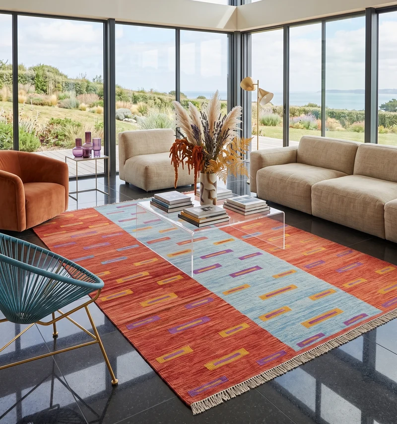 Kilim contemporain Art Déco - 294 x 197 cm