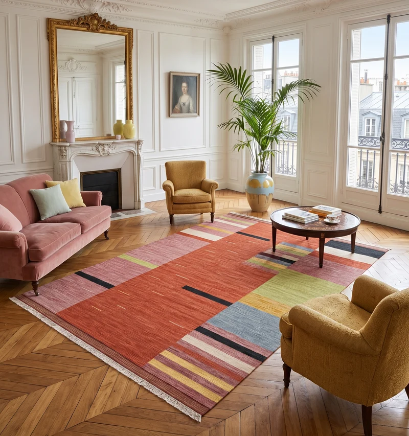 Kilim contemporain Art Déco - 300 x 200 cm