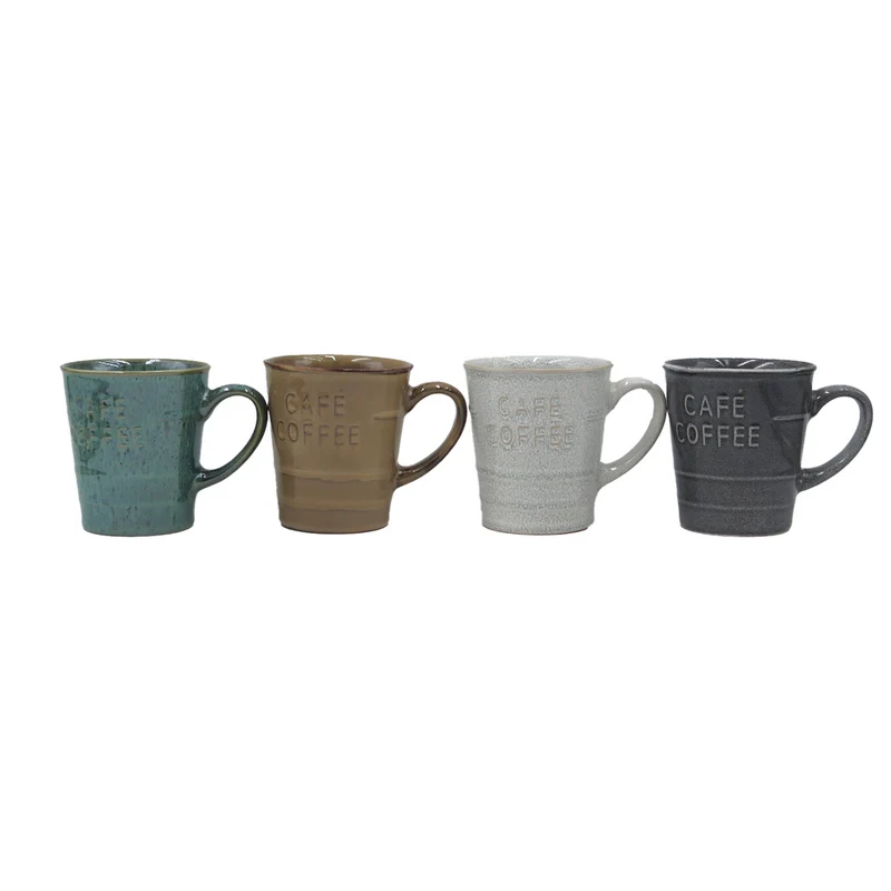 Set de 4 mugs "CAFE COFFEE" café D7,8 H8,2cm 018198
