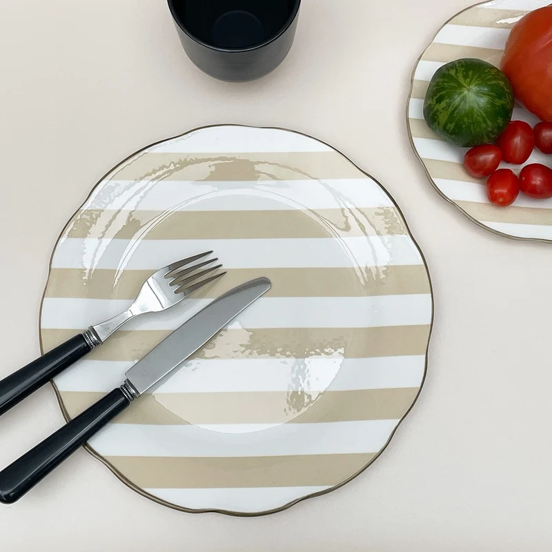 Set de 4 assiettes plate "TRATTORIA" beige D26,7cm 017897