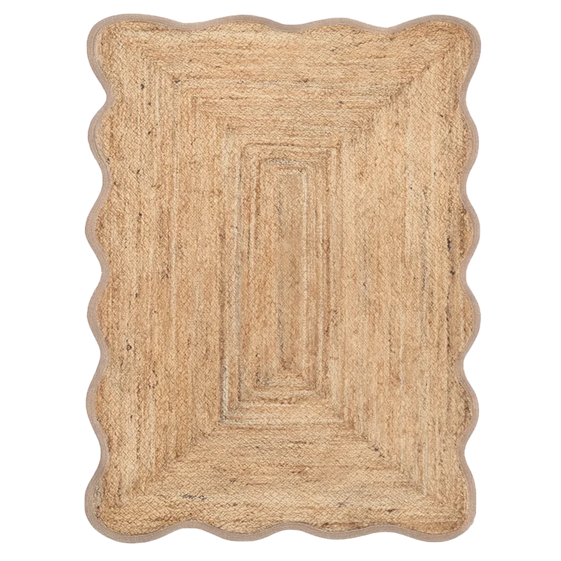 Tapis jute bordure ondule beige 140x200cm 019146