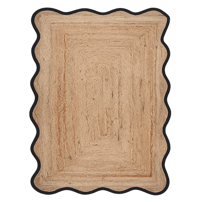 Tapis jute bordure ondule noir 140x200cm 019145