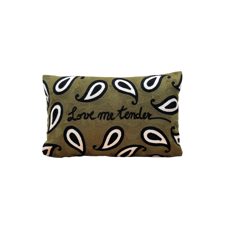 Coussin influence "LOVE ME TENDER" kaki 30 cm x50 cm 018036